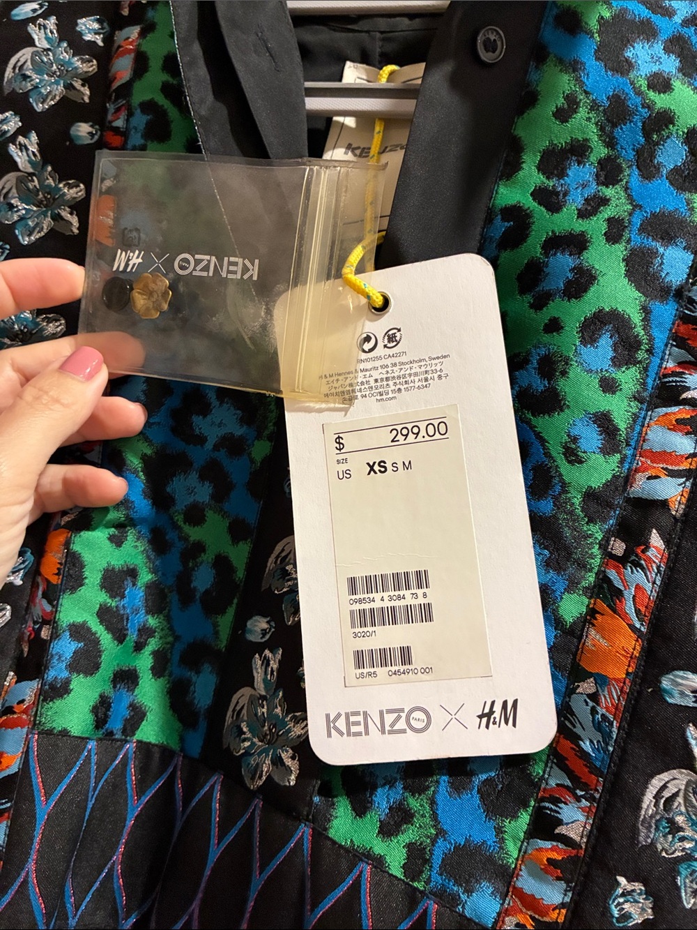 Kenzo for H&M Black Dress with Blue and Green Pattern - Picture 2 of 3
